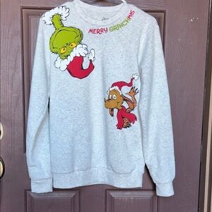 Dr. Seuss Grinch and Max Gray Crewneck Sweater